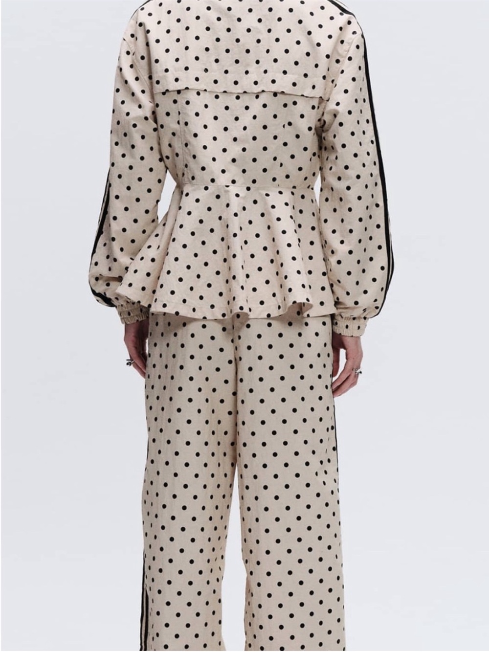 ASOS adidas Sold out! Polka Dot Peplum Zip Jacket in Cream and Black! - Picture 4 of 5